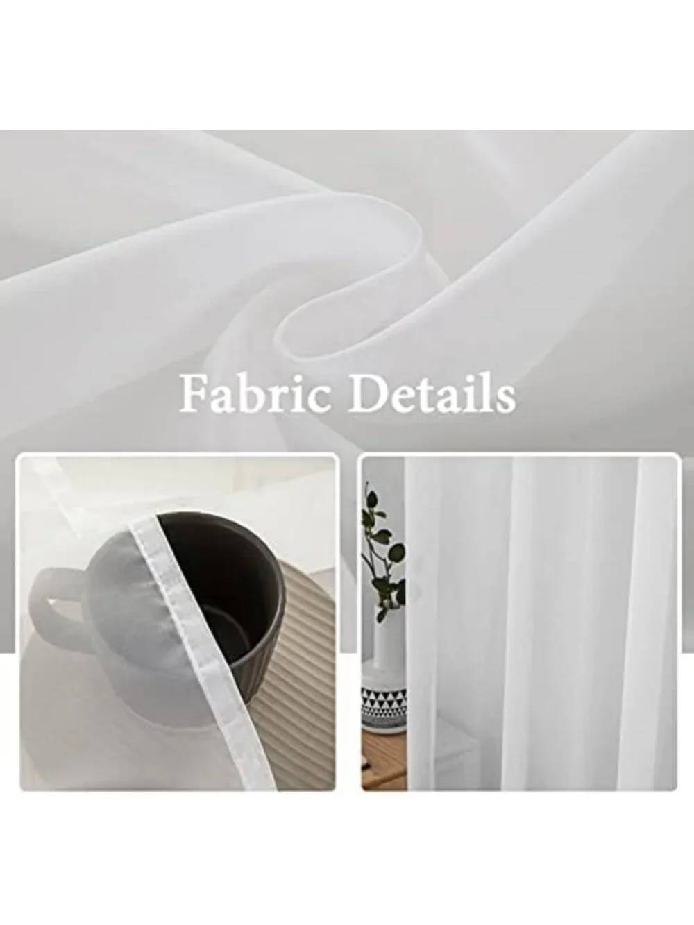 Elegant White Sheer Curtains, 90 Inches Long, 54x90 Inches, Set of 2 Panels
